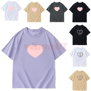 Fashion Mens Round Neck T-tröjor Designer Anti-Pilling Cotton Tees Top Quality Womens Heart Print T Shirt M-2XL