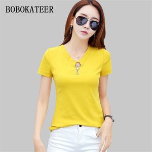 Bobokateer krótkie rękawe kobiety T koszule Kobiety Summer Cotton Camisetas Mujer Slim Tshirt Haut Femme Casual T Shirt Kobiet Tops T200614