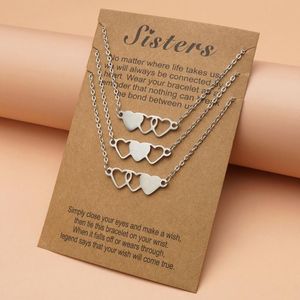 Charm Bracelets Pieces Sister Heart-shaped Short Necklaces Stainless Steel Friend Necklace Suitable For 3 And FriendsCharm
