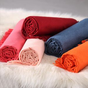 Cashmere Scarf Solid Color Imitation Cashmere Scarves Korean Trendy Thickened Warm Air Conditioning Girls Shawl Autumn Winter Teens Soft Neck Wrap 23 Colors DW776