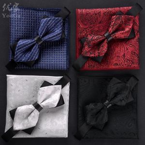 Bow Ties Męski kombinezon biznesowy krawat kwadratowy szalik Koreański ślubny ręcznik kieszonkowy motyl Tieb