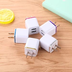 شحنات الهاتف الخليوي شحن المعادن المزدوجة USB شحن الشاحن US Plug 2.1A AC Power Adapter 2 منفذ iPhone Samsung Galaxy Note LG Tablet iPad