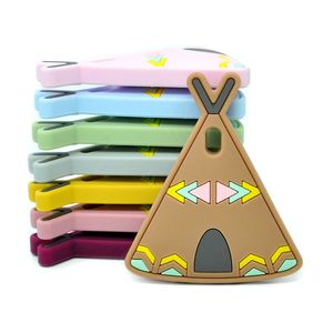 Teepee Teether BPA Free Silicone Tipi Ingestão de enfermagem mastigável Colar Diy Pacifier Pingente Pingents Acessórios de brinquedos de brinquedos