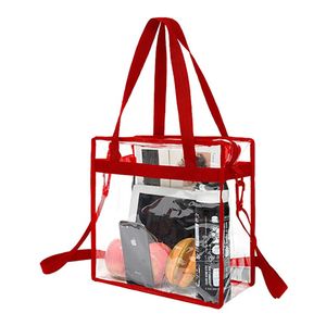 Clear Bag ombre tiras e bolsas de tote transparentes com z￭per para jogos de esportes e concertos de esportes escolares do trabalho