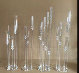 6PCS Centrum dekoracji ślubnej Candelabra Clear Candle Holder Acryl Candlesticks na Wesela imprezę imprezową