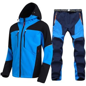 Giacca da trekking impermeabile da uomo Tuta in pile Softshell Giacca e pantaloni da trekking all'aperto Cappotto da campeggio Set Pantaloni da arrampicata Pantaloni da sci 220516