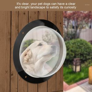 Köpek Evleri Kennels Aksesuarları Dayanıklı Akrilik Pet Sight Pencere Kubbe Eklemek Çit Clear Dış Peyzaj Görüntüleyici için Kediler Köpekler Kapı Kapı