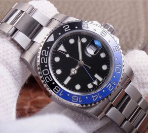 Fashion Watch Super BK Factory V9 Versão 904L 40mm 2 Color Mens Automático Cal.3186 Assista Blue Black Ceramic Gmt Batman Relógios Dive 116710