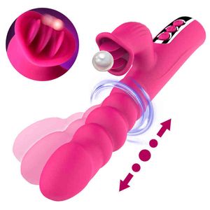 NXY Vibrators Telescopic Swinging Dildo Vibrator Clitoris Tongue Licking Massager G-Spot Vagina Stimulator Sex Machine Adult Toys For Couple 220427