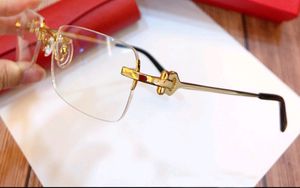 Rimless Optical Eyeglasses Gold Tone Frame Transparent Lens Glasses Frames Rectangular Men Fashion Sunglasses Frames