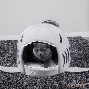 Dormido profundo Comfort Cat Cat Cat's Casa de Gato Animais de Estimação Tenda Shark Shak Cozy Cave S Indoor Bed S Pet na Casa de Inverno 220323