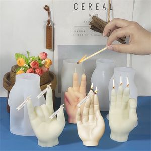 Silicone Candle Molds Gesture Finger Mould Creative Perfume 3d kit for candle making cake Home decoration gift 220611