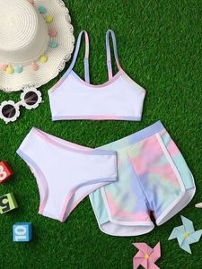 Wholesale toddler girl swim shorts resale online - 3pack Toddler Girls Tie Dye Contrast Binding Bikini Swimsuit Swim Shorts SHE
