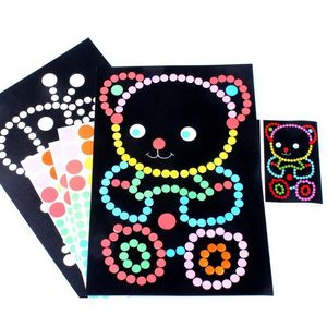 2st Set Diy Cartoon Animal Dots Sticker Puzzle Game Learning Education Toys Tidigt för barn 220716