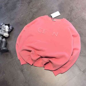 Trendy brand simple fashion couple style CE concave convex steel seal letter Plush round neck sweater men's and women's Jimo sweater