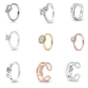 HOT s925 Sterling Silver Luxury Rings Diamonds Love Ladies Fit Original Pandora Fashion Engagement Wedding Jewelry Charm Classic Flower Women Gift With Box