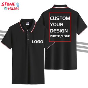 قميص بولو مخصص للطباعة الإعلان الثقافي تصميم قصير الأكمام من طية صفير الرجال. ملابس العمل 220722