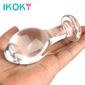 IKOKY Large Glass Butt Plug sexy Toys for Women Men Gay Prostate Massage Female Male Masturbation Crystal Dildo Anal Beads