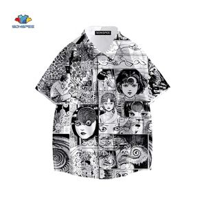 일본 공포 Manga Junji Ito Shirt 3D Tomie Girl 하와이 여름 캐주얼 해변 S 짧은 소매 대형 탑 220322