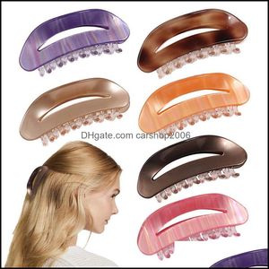 Clamps Hair Jewelry Length 8.5 Cm Acrylic Double Layer Moon Women Dumpling Shape Hollow Out Clips Mti Color Dhkzq