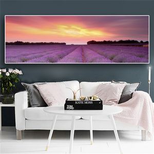 Provence-Lavendel-Naturlandschaft, Poster und Drucke, Leinwandkunst, skandinavisches Gemälde, nordisches Wandbild für Wohnzimmer, Schlafzimmer