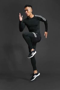 Herrespår Fitness Fast Drying Sports Sweatsuit Basketball Training Tight Garment Room Morning Running Plush Tracksuit Set Men Gymmen '