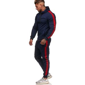 Spring Autumn Tracksuit Men Set Brand Rands Sweatshirtsweatpants Manliga sportuppsättningar randiga färgblock joggar kläder 201204