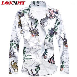 Plus Größe 6XL 7XL Casual Shirt Männer Slim Fit Mode Muster Blusen Camisa Sozialen Masculina Shirts Kleid Langarm männer