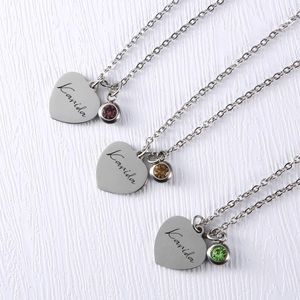Pendant Necklaces Personalised Custom Name Necklace Heart-Shaped Birthstone Jewellery Gift For Her Mother's Day GiftPendant