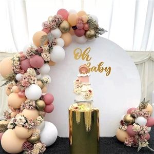 ピンクマカロンメタルバルーンガーランドアーチキット結婚式の誕生日パーティーバルーン装飾キッズベビーシャワーラテックス紙吹雪220523