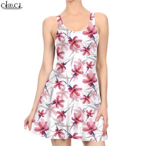 Women Dress Pink Little Flowers Pattern 3D Printed Mini Dress for Fashion Female Sleeveless Dresses Short Prom Dress W220616