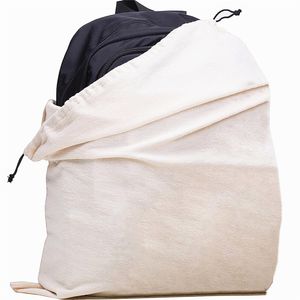 Pamuklu Drawstring Depolama Torbaları Ekstra büyük pamuklu tuval ağır hizmet tipi çamaşır çantaları ev organize toz çantası