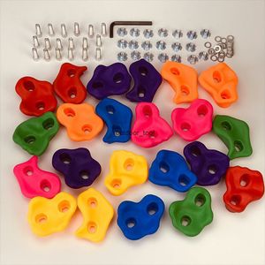 10Pcs Mixed Color Plastic Children Kids Rock Climbing Wood Wall Stones Hand Feet Holds Grip Kits W/ Screws Random Color