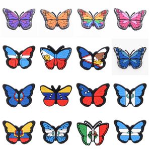 Hot Sell 1st Butterfly Icon Silicon Shoes Charms Cartoon Animal Croc Accessories Spuckles Women Girls Gifts Wristband Decor Diy