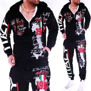 ZOGAA MENS TRACKSUITカジュアルスウェットスーツメン2ピースセットアウトフィットスポーツウェアトップスとパンツメンズマッチングセットワークアウトトラックスーツ201128