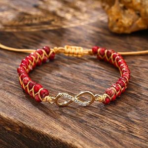 Charm Bracelets Infinity Stone Wrap Femme String Braided Macrame Imperial Jaspers Friendship Bracelet Women JewelryCharm