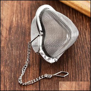Heart Shaped Mesh Teas Tool Maker Stainless Steel Tea Infuser Creative Home Life Supplies Hook Chain Strong Durable 3 5Cfc1 Drop Delivery 20