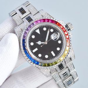 Relógio de diamante para homens relógios mecânicos automáticos, cinta de aço inoxidável Sapphire espelho de alta qualidade relógios de pulso para homens Montre de lux 40mm