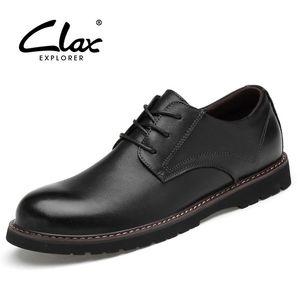 CLAX Mens Oxfords Sapatos de couro genuíno sapato masculino de casamento masculino Chaussure Homme Brown Escritório Formal Sapato Plus Tamanho Y200420