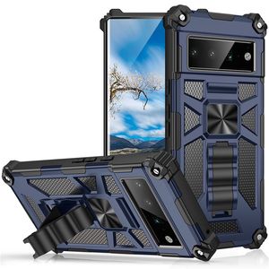 Magnetiska kickstand -telefonfodral inbyggda ringhållare Back Cover Armor Protector för Google Pixel 7 7Pro 6 6Pro 6a