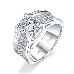 Luxo 1 quilat 2 quilates moissanite homem anel de jóias finas 925 sliver casamento infinito anéis