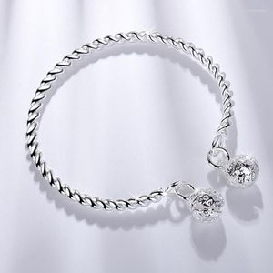 Link Bangles Bracelet Bells Charm Cuff Design Open Bangle Silver Bangle Jóias ajustáveis ​​para amigos Casal Dropship Inte22