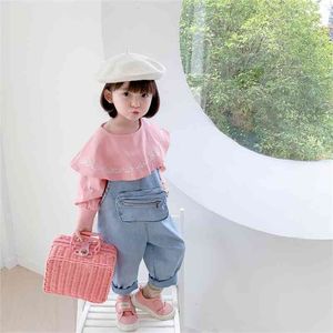 Autumn boys and girls three-dimensional pocket denim overalls 1-6 years children loose casual bib pants 210708