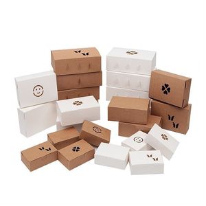 10 PCSフードパッケージボックスの防水とオイルプルーフクラフトペーパーボックスチキンフライドクッキーパッケージギフトボックス