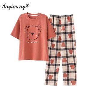 3xl 4xl 5xl bomulls sömnkläder Summer Spring Home Wear Cartoon Printing Plus Size Big Pyjamas Fashion Cotton Sleepwear For Women 220321