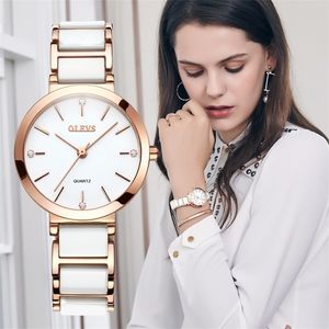 Olevs New Rose Gold Women Watch 비즈니스 쿼츠 시계 숙녀 숙녀 고급 브랜드 럭셔리 여성 손목 시계 시계 relogio feminin t200519