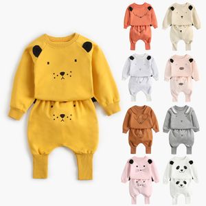 2022 Kläder sätter barndräkt koreanska djur två-stycken kostym baby höst en tröja