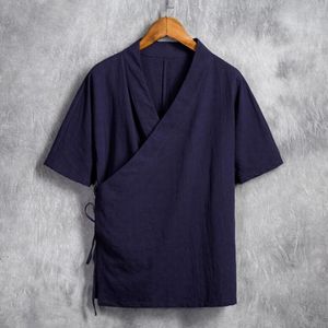 Camisas casuais masculinas de alta qualidade Men tamanhos de manga curta 2022 Summer v Moda de pescoço Cinturão sólido Artilhão de algodão linho de algodão