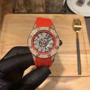 شاهد مصمم Wristwatch Wristwatch Richa Milles Business Leisure RM63-01 ساعة ميكانيكية تلقائية بالكامل ساعة معصم المرأة مع شريط شفة حمراء