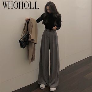 Spring Suit Female Solid Wide Leg Women Full Length Ladies High Quality simple Casual Straight Pants 220811